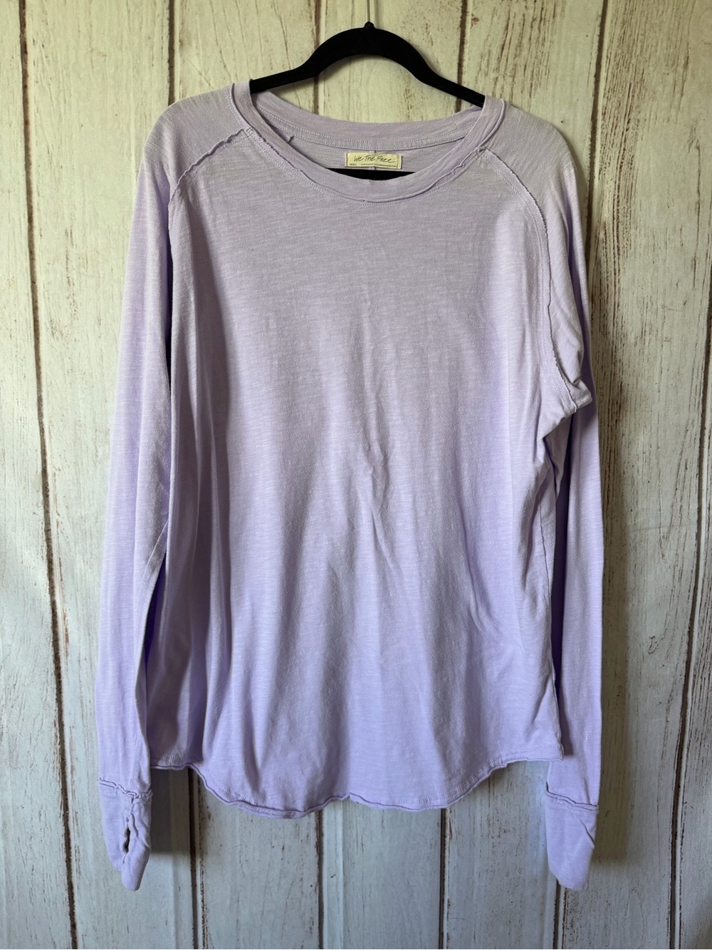 We The Free Lilac Long Sleeve Raw Edge T-Shirt Size Small